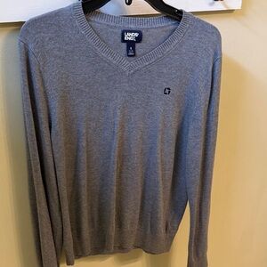 Lands' End Men's V-Neck Gray Sweater